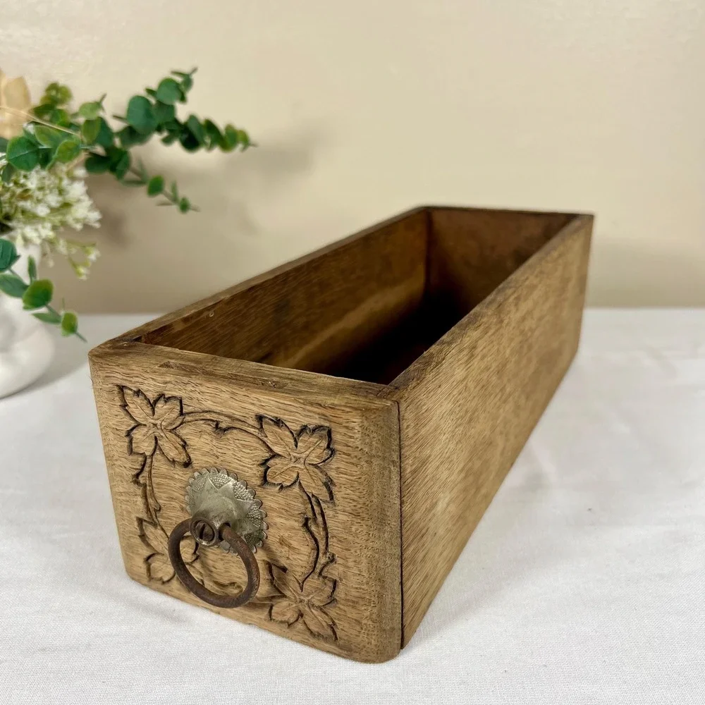 Old Antique Wooden Sewing Machine Drawer | Trinket Box | Recipe Box